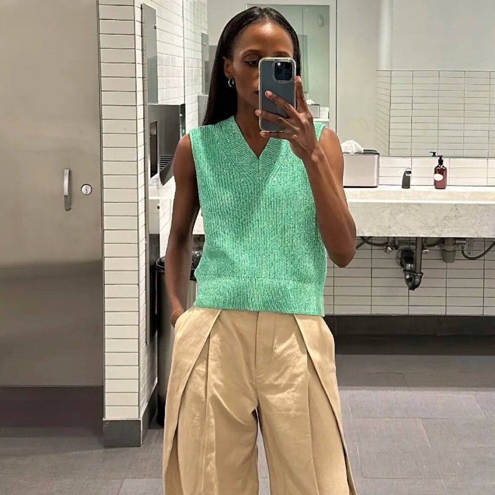 Cos Green Cotton Sweater vest